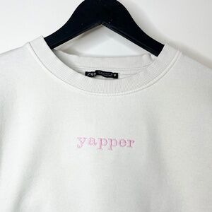 Embroidered Zara Cream Cropped Sweater